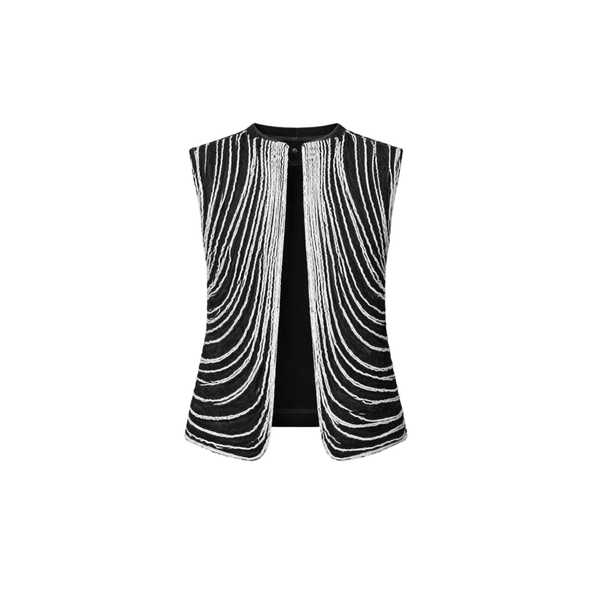 Chaleco Tiras Denim Negro