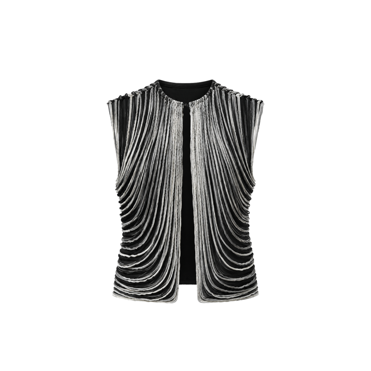 Chaleco Tiras Denim Negro