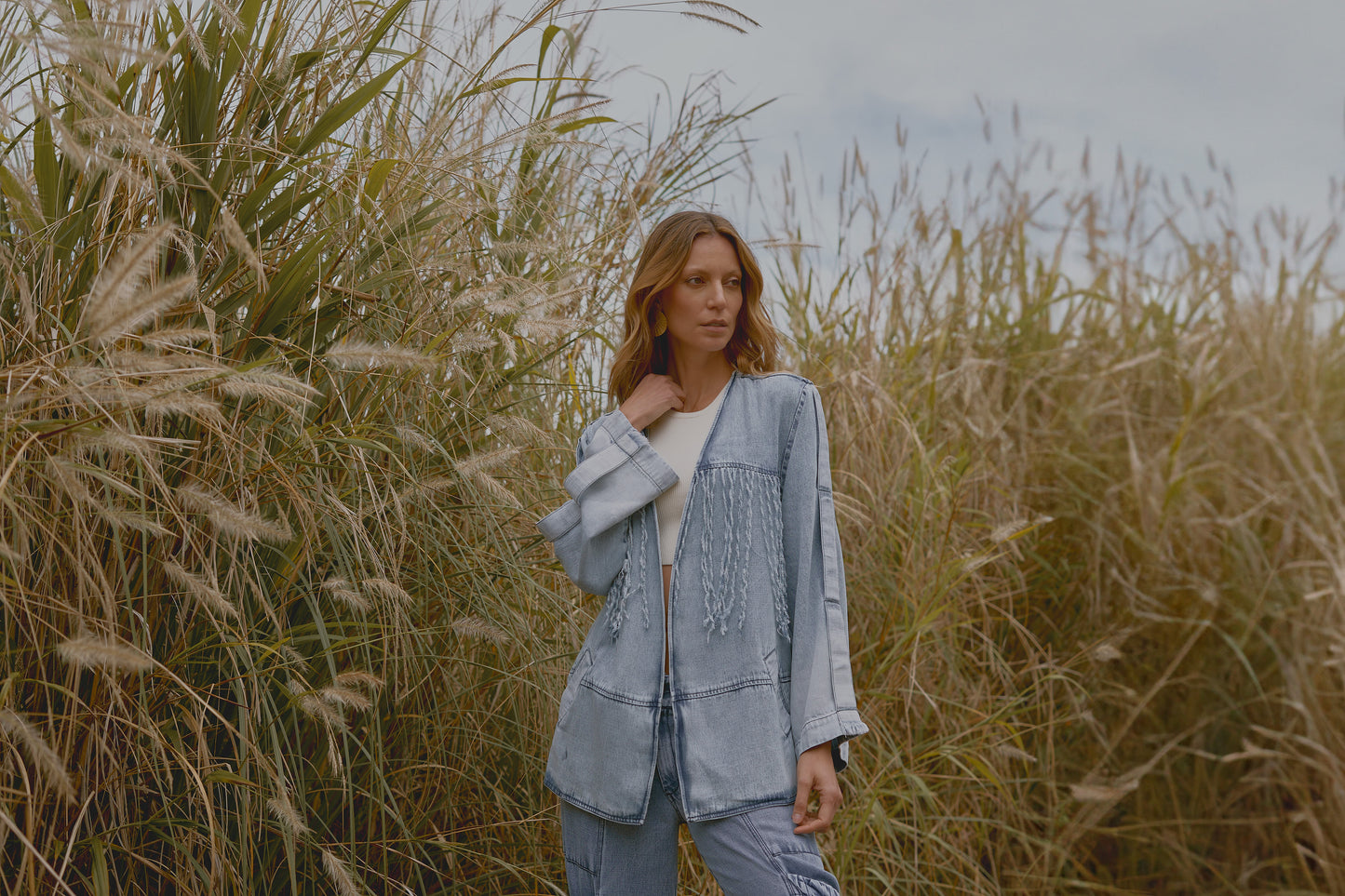Chaqueta Flecos Denim Sky