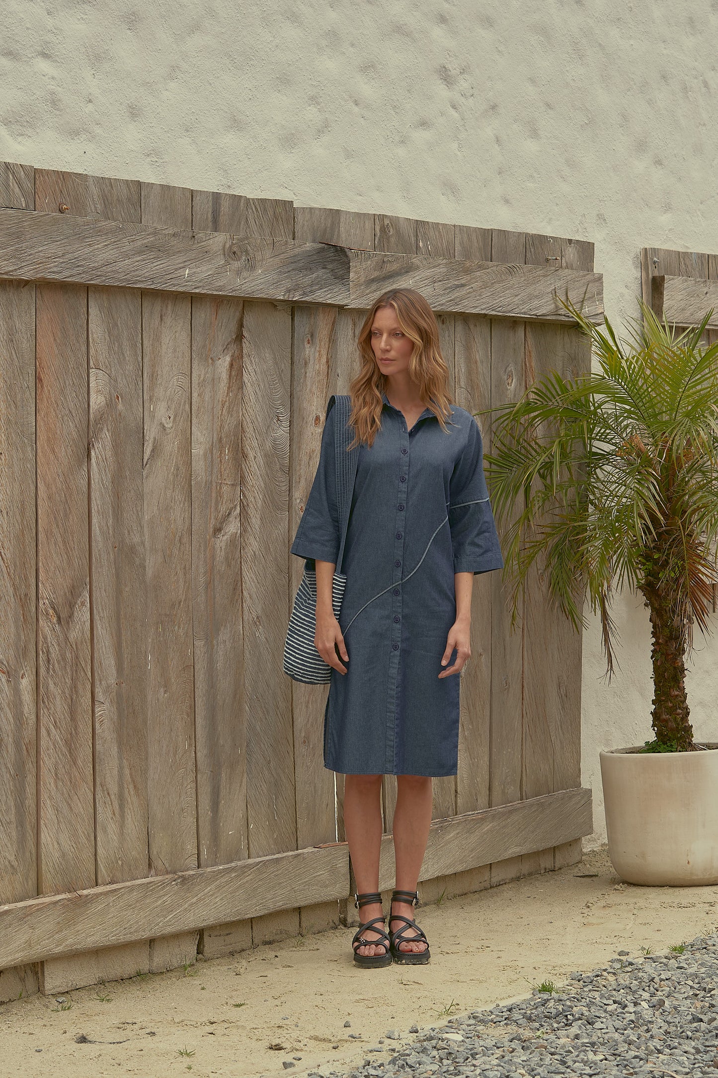 Mochila Tiras Denim Azul Con Blanco