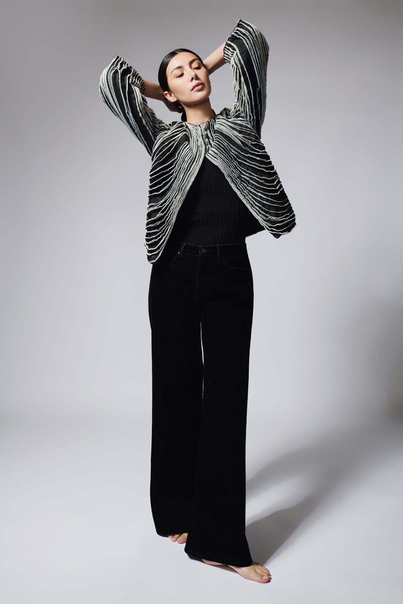 Chaqueta Tiras Denim Negra