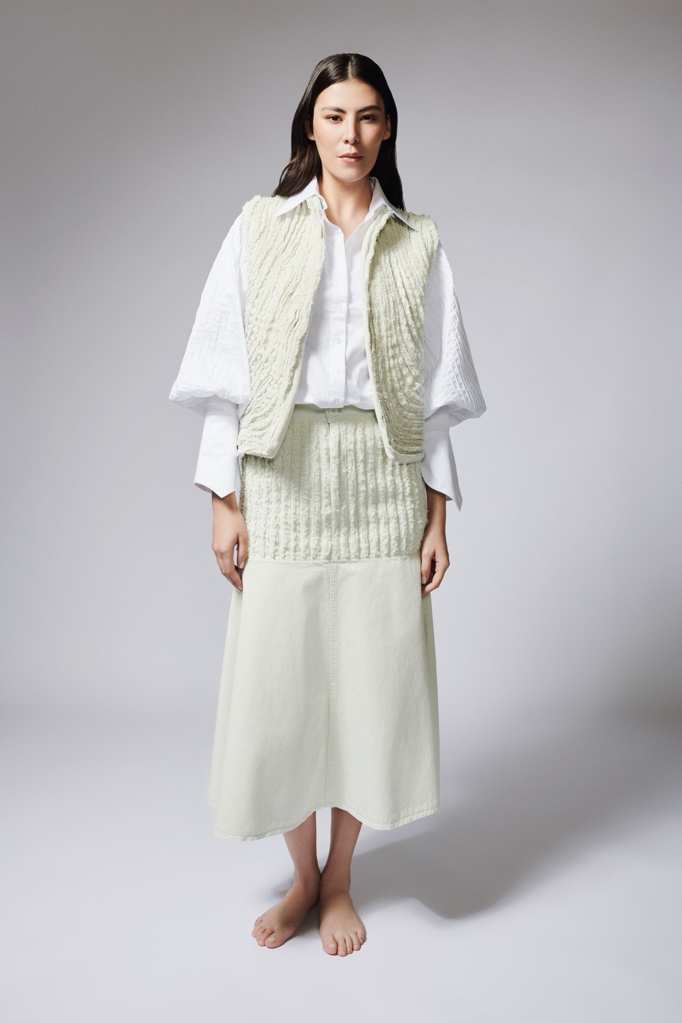 Chaleco Tiras Denim Vainilla