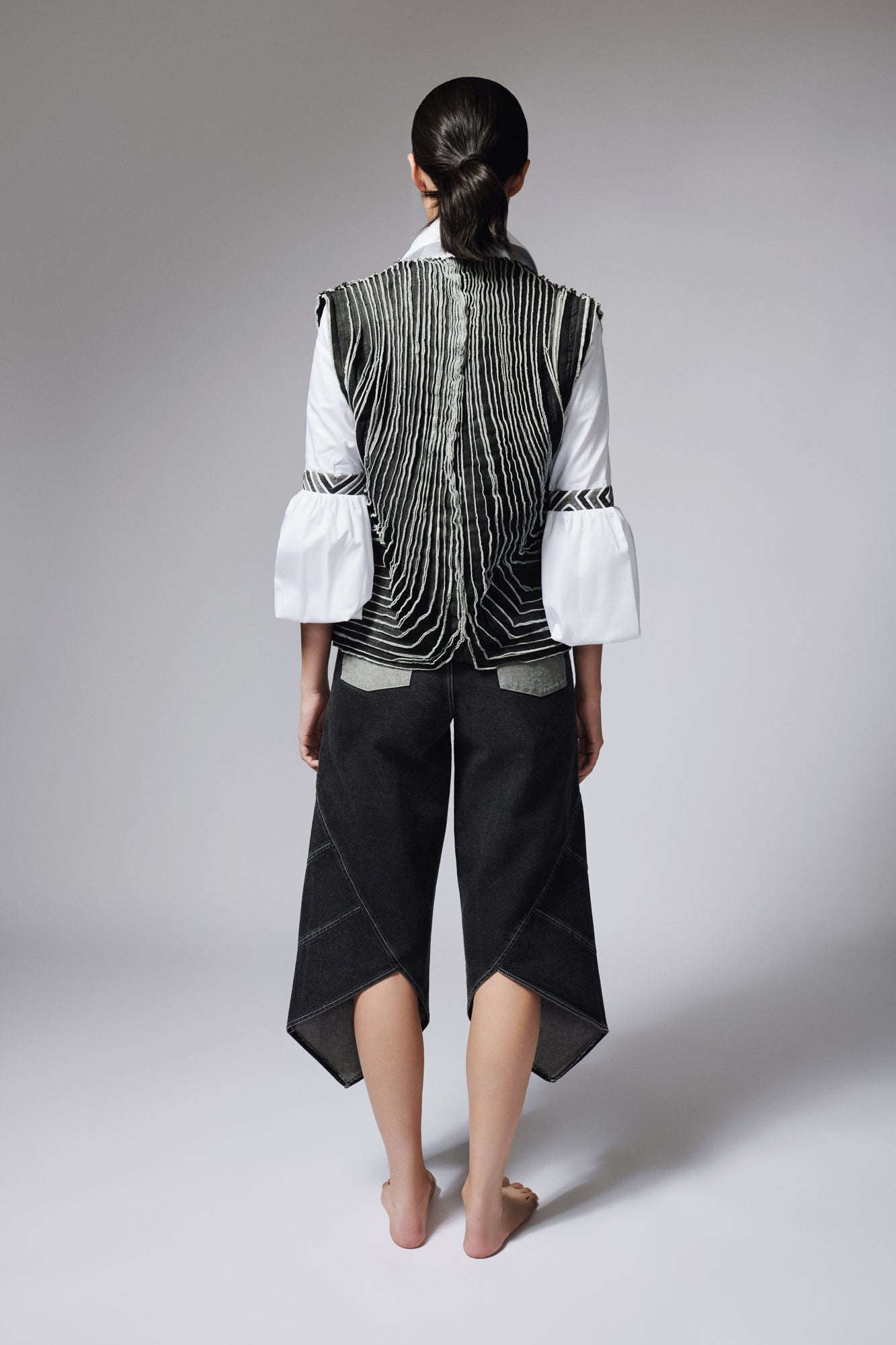 Chaleco Tiras Denim Negro