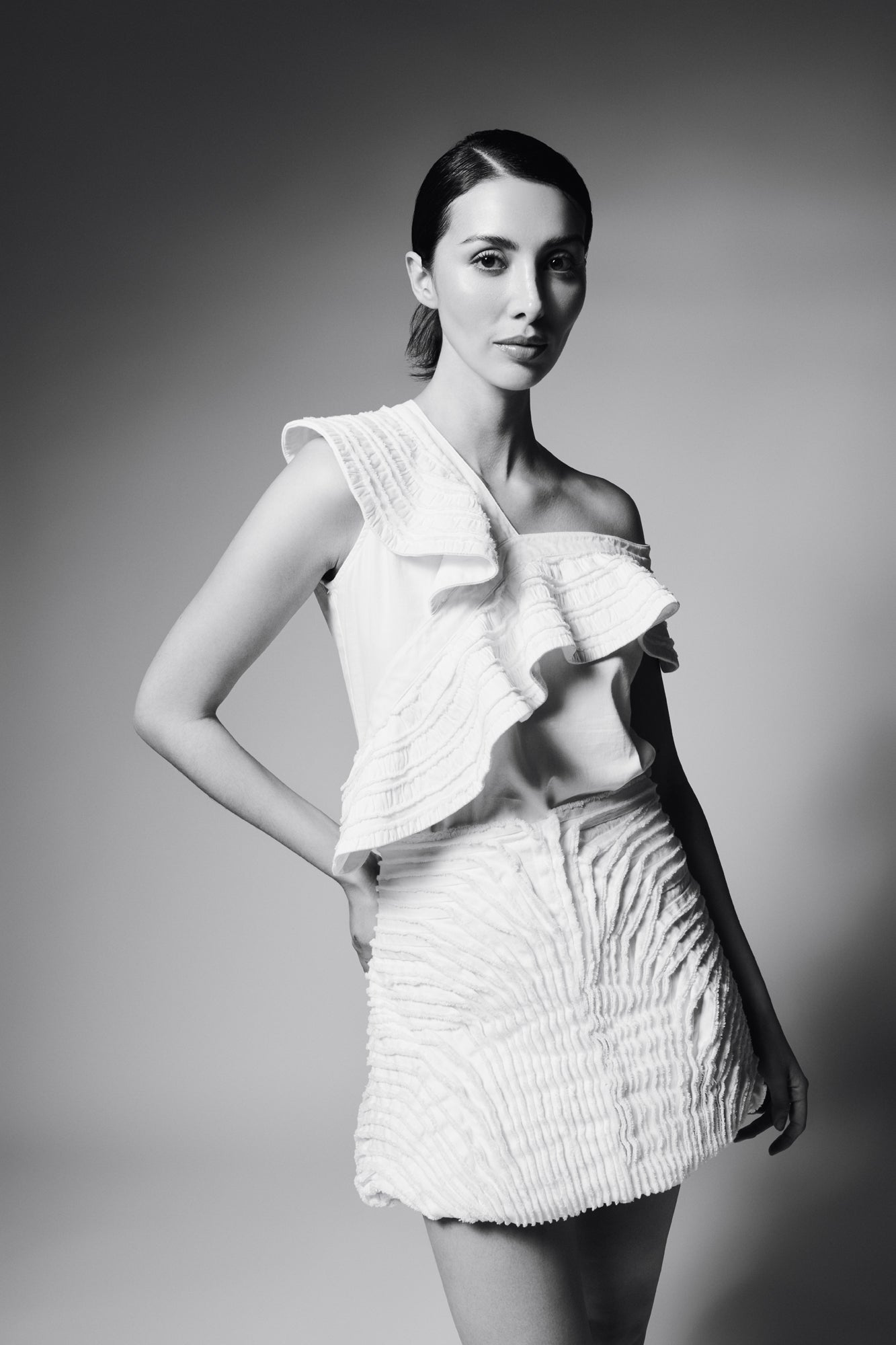 Falda Corta Tiras Marfil