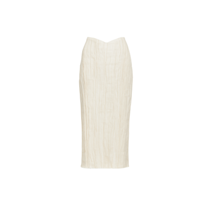 Falda Pitillo Tiras Denim Marfil