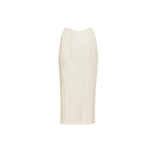 Falda Pitillo Tiras Denim Marfil