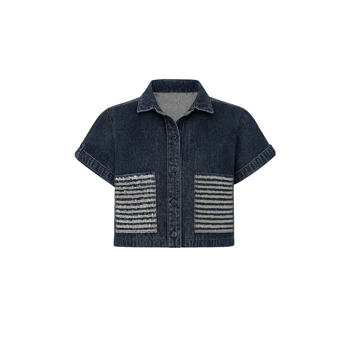 Camisa Bolsillo Tiras Denim