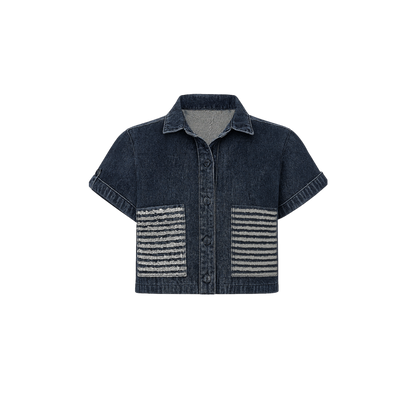 Camisa Bolsillo Tiras Denim