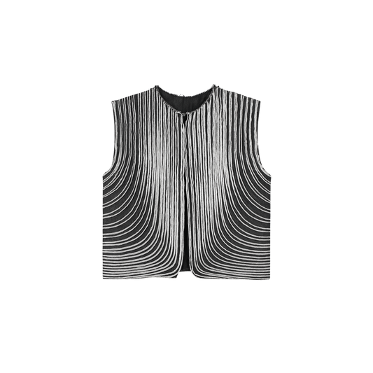 Chaleco Tiras Denim Negro