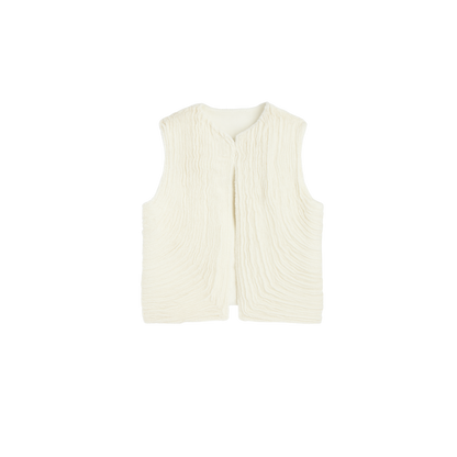 Chaleco Tiras Denim Marfil