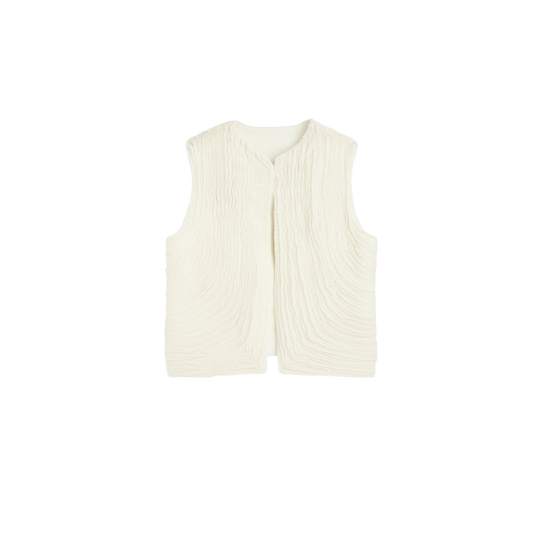 Chaleco Tiras Denim Marfil