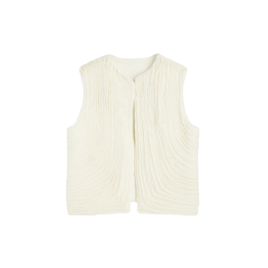 Chaleco Tiras Denim Marfil