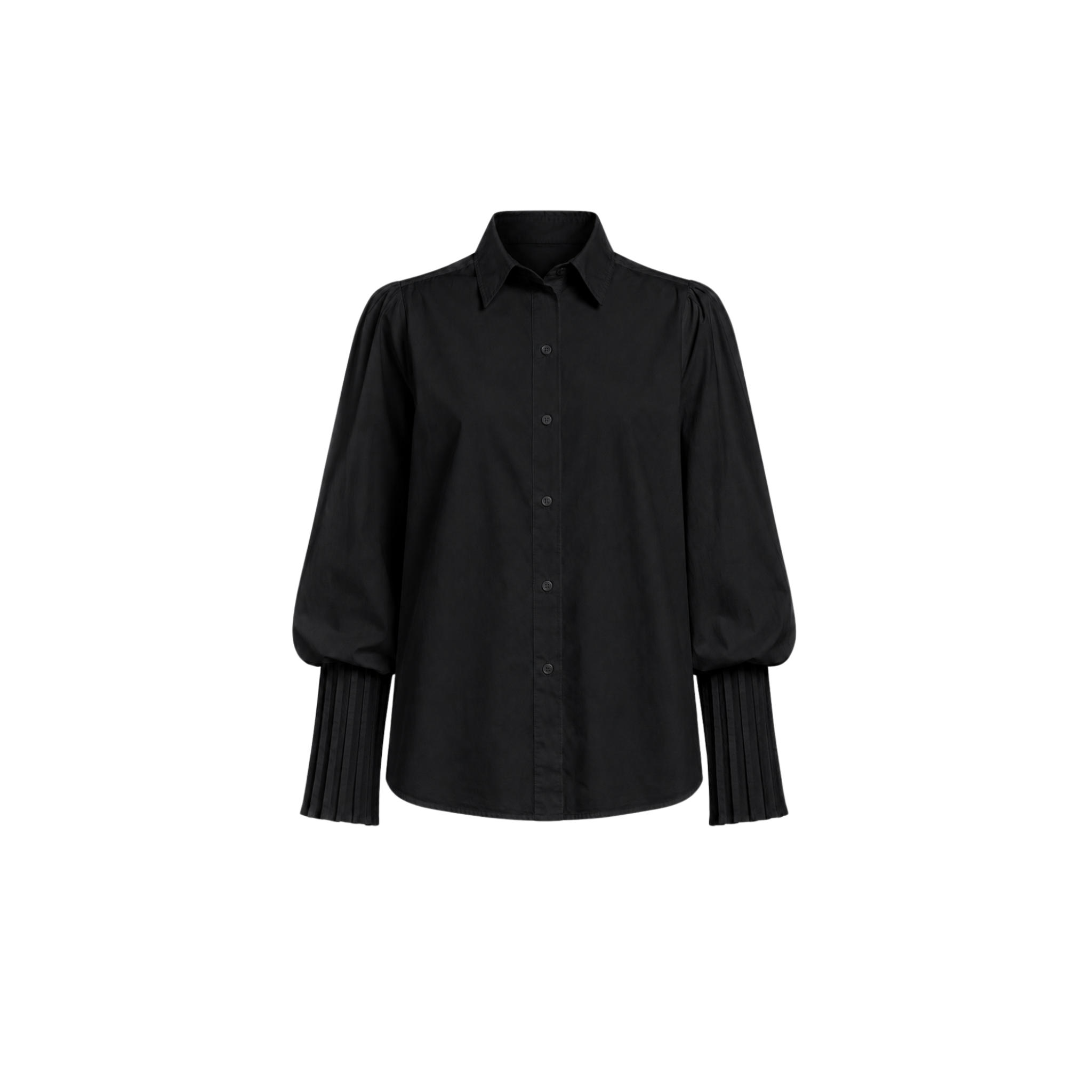 CAMISA MEDIA MANGA ALFORZAS NEGRA