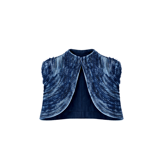 Chaleco Sobrepuesto Tiras Denim Azul