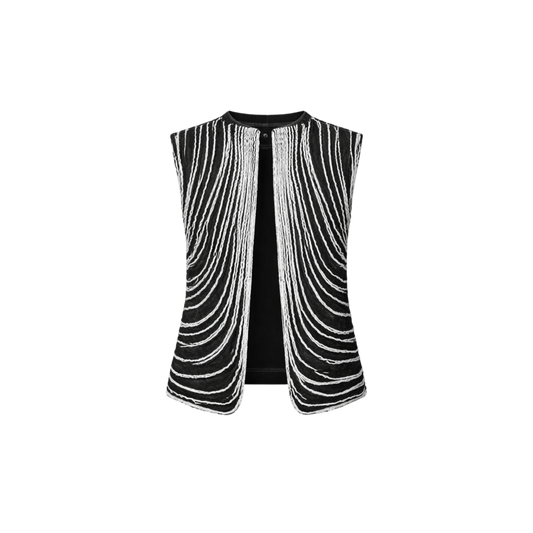 Chaleco Tiras Denim Negro