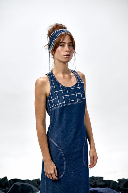 VESTIDO BOTONES AZUL