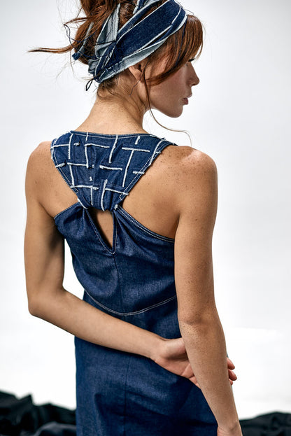 VESTIDO BOTONES AZUL