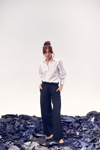 CAMISA MEDIA MANGA ALFORZAS BLANCA