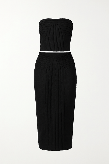 Falda Pitillo Tiras Denim Negra