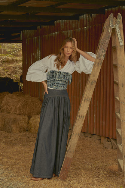 Top Tiras Denim Strapless