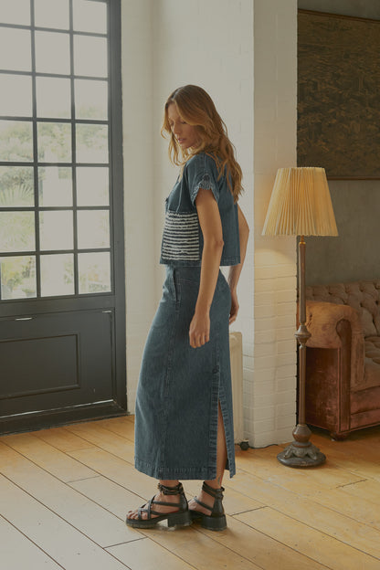 Camisa Bolsillo Tiras Denim