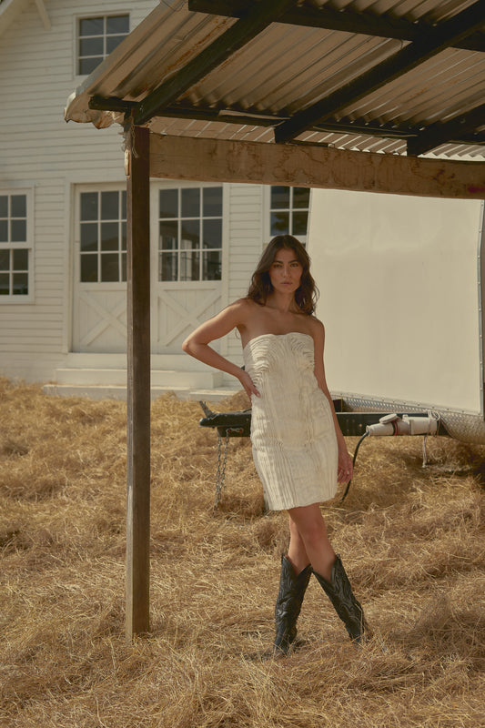 Vestido Strapless Denim