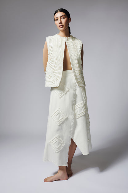 Falda Wrap Espirales Marfil