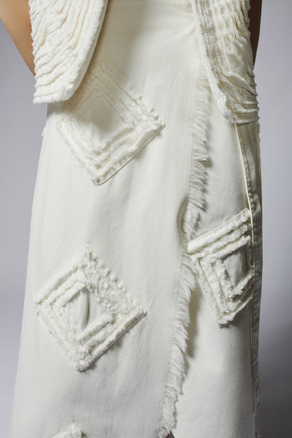 Falda Wrap Espirales Marfil