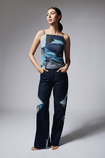 TOP PATCHWORK DENIM