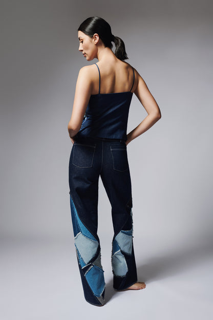 TOP PATCHWORK DENIM