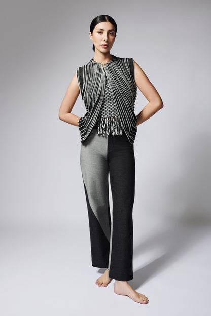 Chaleco Tiras Denim Negro