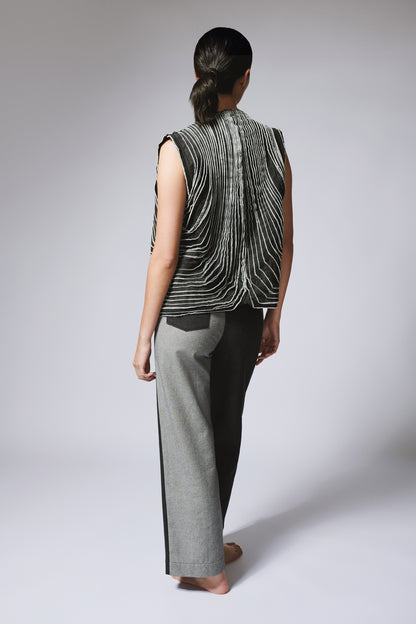 Chaleco Tiras Denim Negro