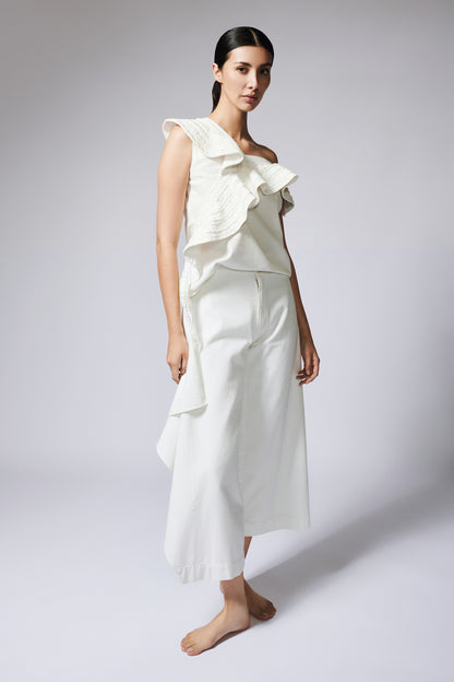 PANTALON VUELO LATERAL MARFIL