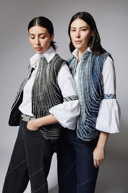 Chaleco Tiras Denim Azul