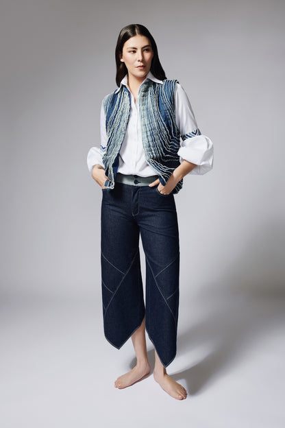 Chaleco Tiras Denim Azul