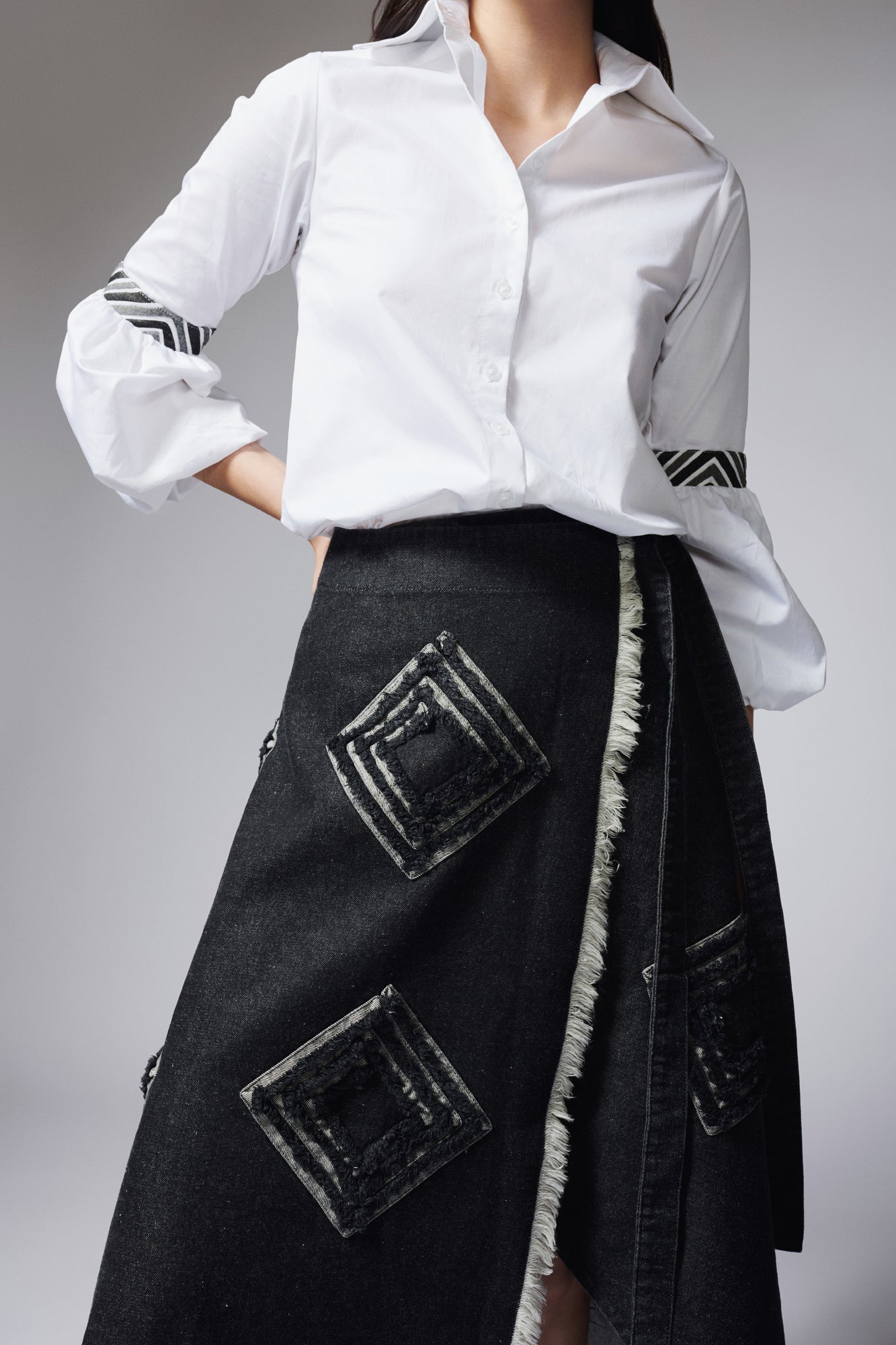 Falda Wrap Espirales Negra