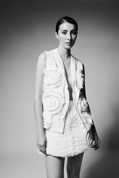 Falda Corta Tiras Marfil