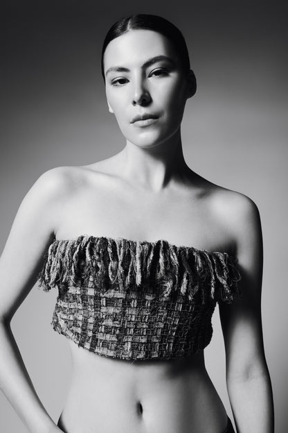 Top Tiras Denim Strapless